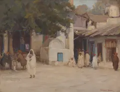 Herbert Rose, Street Scene, oil on canvas on board