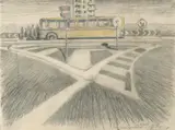 Jeffrey Smart, Drawing Study for The Waiting Bus
