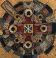 Study for Creation by Leonard French, oil and gold leaf on canvas laid on board, sold Jun 2023