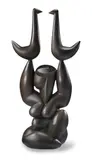 Vincas Jomantas, Girl with Birds, 1958/1976, bronze shell cast, brown oil patina