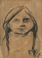 Joy Hester, (Portrait of a Girl), 1956, ink wash, pencil and charcoal on paper