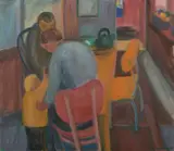 Sarah Faulkner, Dinnertime, 2003, oil on linen