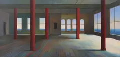 Jerzy Michalski, Interior with Red Columns, 1990, oil on canvas