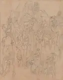 Preliminary Study for 'Merchandise' by Norman Lindsay, pencil on paper, sold Jun 2023