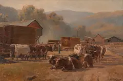 Timberyard by Jan Hendrik Scheltema, oil on canvas, sold Jun 2023