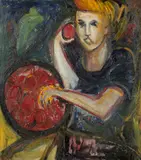 Danila Vassilieff, Lisa Picking Plums, 1947, oil on canvas