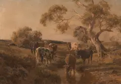 Jan Hendrik Scheltema, Cattle by the Water, oil on canvas