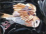 Jodie Wells, Swift Descent Barn Owl, 2021, oil on canvas
