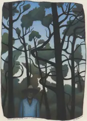 Reg Mombassa, Frank Watters on the Ridge of Cassilis, 2004, charcoal, pastel, and coloured pencil on paper