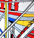 Jasper Knight, The Great Scenic Railway, 2017, enamel, gloss acrylic and gesso on linen