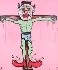 Adam Cullen, IRA (Clown on Cross), 2008, synthetic polymer paint and enamel on canvas