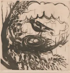 Brett Whiteley, Magpie, 1977, sugarlift aquatint, ed. 55/60