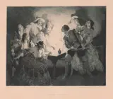Cards and Women by Norman Lindsay, 1926, etching, engraving, aquatint and stipple 45/45, sold Apr 2023