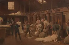 Jan Hendrik Scheltema, The Sheep Shearers, c.1904, oil on canvas in original John Thallon frame