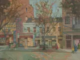 Esther Paterson, Paris End of Collins Street, oil on canvas laid on board