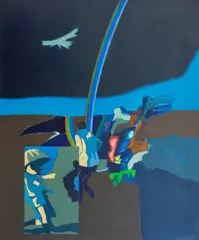Rainbow Landscape by Louis James, 1971, oil on board, sold Mar 2023