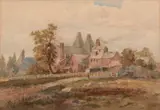 Louis Buvelot, Oast Houses, Tasmania, 1860, watercolour on paper
