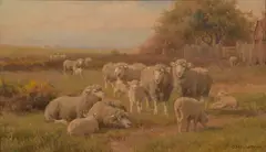 Sheep In A Field by Jan Hendrik Scheltema, oil on canvas, sold Mar 2023