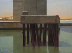 Under the Westgate Bridge by Rick Amor, 1997, oil on canvas, sold Mar 2023