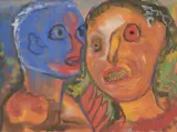 Danila Vassilieff, Blue Head, c.1955, gouache on paper