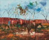 Hugh Sawrey, Resting The Horses, oil on canvas