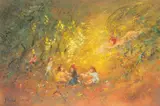 David Boyd, Europa Appearing at a Picnic Under the Wattle Tree, c.1975, oil on board