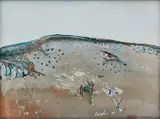 Fred Williams, Windswept Landscape Cavan, 1977, gouache on paper on composition board