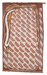 Hamish Karrkarrhba, Kun-madj dilly bag, ochre on bark