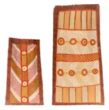 Ita Tipungwuti, Two Kaluma Ceremony Dillybags, ochre on natural materials