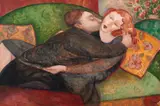 Glen Preece, Lovers on a Green Couch, oil on canvas