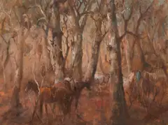 Hugh Sawrey, In the Channels of the Paroo, oil on canvas