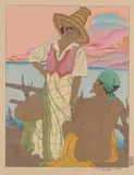 SHOWA PERIOD (1926-1989), by Paul Jacoulet A Japanese Woodblock Print, 1938, Framed woodcut, printed in colours, printed by Uchikawa Matashiro and block by acclaimed carver Kentaro Maeda, titled 'C, sold Aug 2022