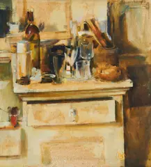 Harry Sherwin, Still Life & Dresser, oil on canvas