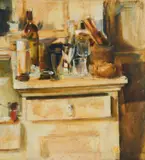 Harry Sherwin, Still Life & Dresser, oil on canvas
