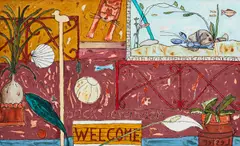 Kerrie Lester, Back Verandah, 1995, oil and hand-stitching on canvas