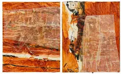 Craig Allan Charles, Two works from Nana's Yarns along the Murray:, mixed media on board