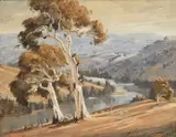 Robert Lovett, The Murrumbidgee, oil on board
