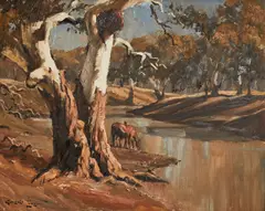 Robert Lovett, The Narran River, oil on board