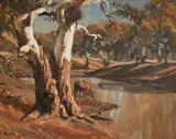 Robert Lovett, The Narran River, oil on board