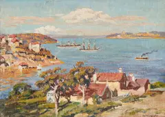 (View of Mosman Bay) by Lionel Lindsay, oil on board, sold Nov 2022