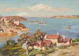 (View of Mosman Bay) by Lionel Lindsay, oil on board, sold Nov 2022