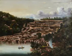 William Binzer, The Pink and White Terraces, Lake Rotomahana, New Zealand, oil on canvas