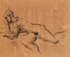 Nude by Francis Lymburner, 1950, ink and wash on toned paper, sold Nov 2022