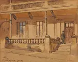 Albert Henry Fullwood, Dr. Jamison's House Sydney, ink and wash on sepia paper