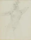 (Standing Nude) by Norman Lindsay, 1929, pencil on paper, sold Nov 2022