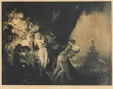 Norman Lindsay, Moonlight's Piper, 1925, aquatint and etching, ed. 21/55