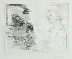 Pablo Picasso, Deux buveurs Catalans, from La Suite Vollard, 1934, etching, total edition of 310