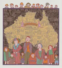 Barbara Hanrahan, My Family - My Australia, 1982, screenprint, ed. 9/30