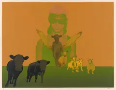 Alberr Shomaly, Flying Cow, 1971, screenprint, ed. 2/14