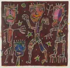 At the Dance by David Larwill, 1998, gouache on paper, sold Oct 2022